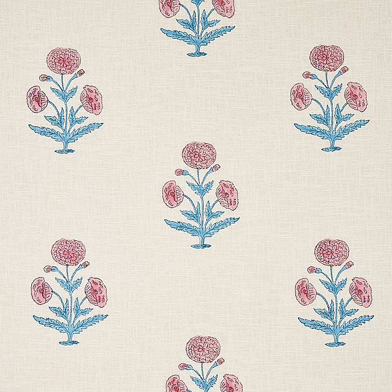 POPPY HAND BLOCK PRINT ROSE & SKY