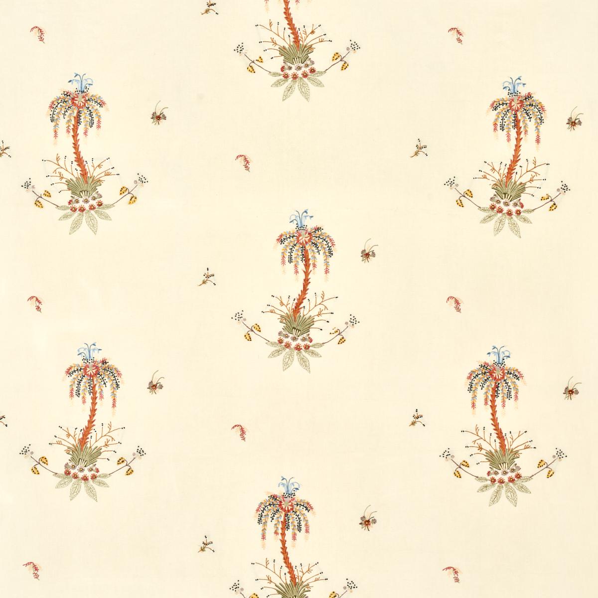 Royal Poinciana Hand Embroidery MULTI ON CREME