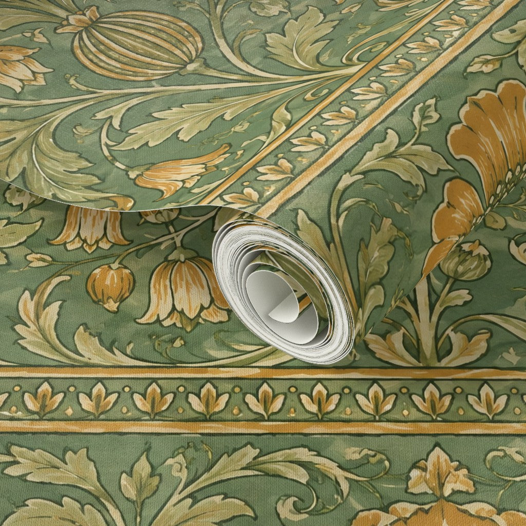Atlanta Fabrics The Visitor Ochre Wallpaper Wallpaper | Atlanta Fabrics