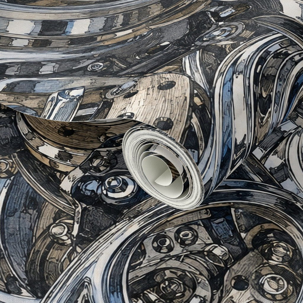 Atlanta Fabrics Vacation Highway Chrome Wallpaper Wallpaper | Atlanta Fabrics