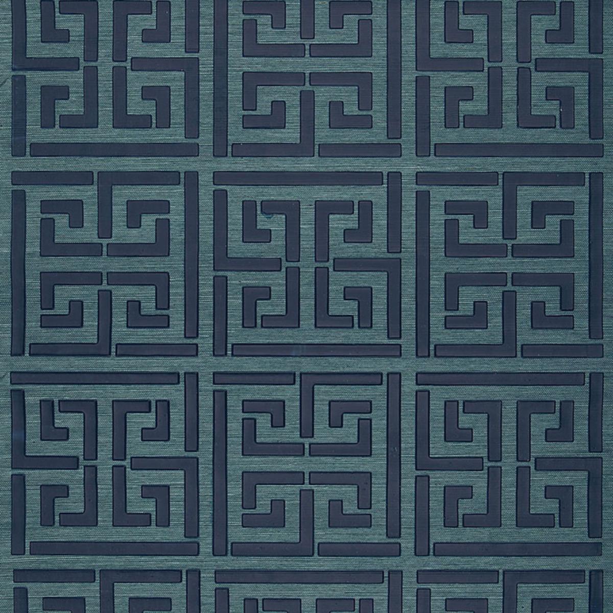 GREEK KEY SISAL PEACOCK