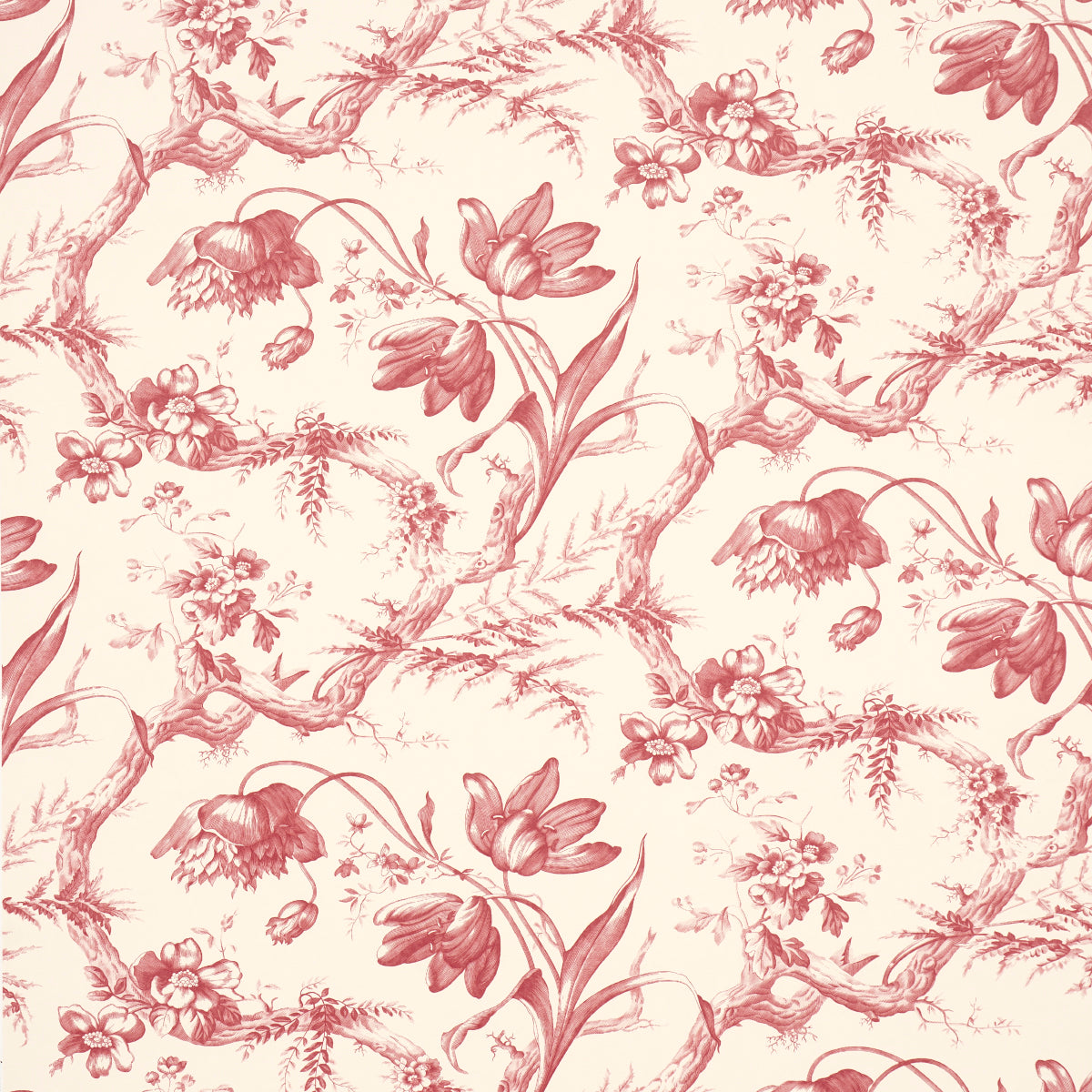 Toile De Fleurs Rouge
