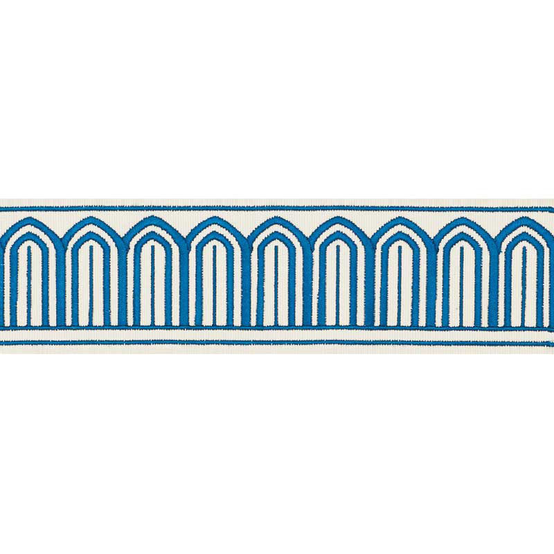 Schumacher ARCHES EMBROIDERED TAPE MEDIUM PEACOCK Trim | Atlanta Fabrics