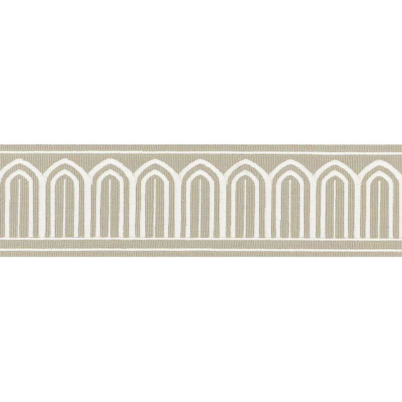 Schumacher ARCHES EMBROIDERED TAPE MEDIUM TAUPE Trim | Atlanta Fabrics