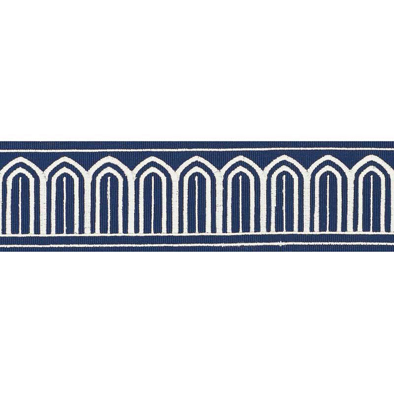 Schumacher ARCHES EMBROIDERED TAPE MEDIUM MARINE Trim | Atlanta Fabrics
