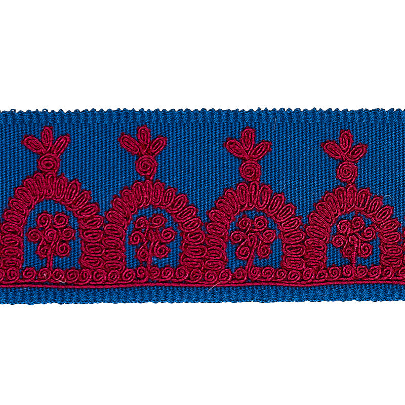 Noelia Embroidered Tape RED ON BLUE