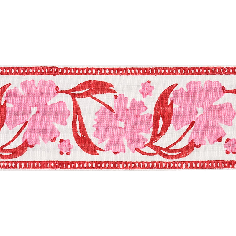 Schumacher ADRA HAND BLOCKED TAPE PINK & RED Trim | Atlanta Fabrics