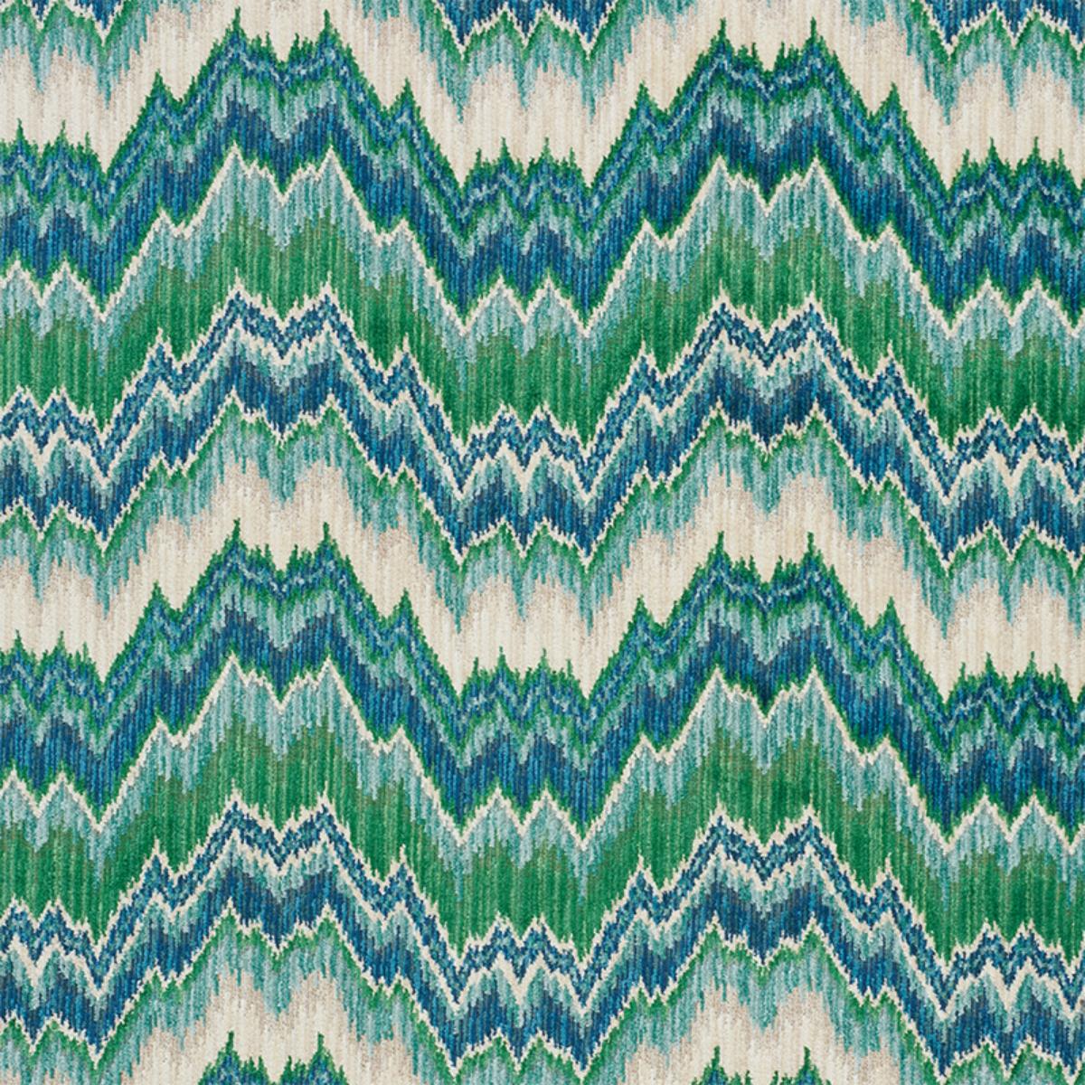 BEZIQUE FLAMESTITCH VELVET BLUE & GREEN