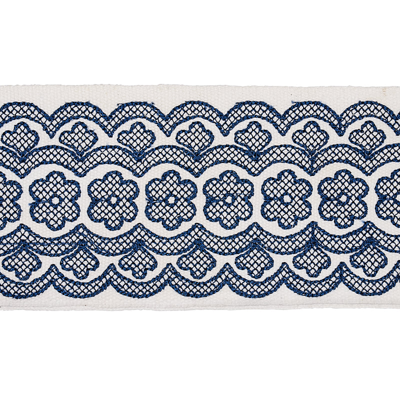 Schumacher Astrid Embroidered Tape BLUE Trim | Atlanta Fabrics