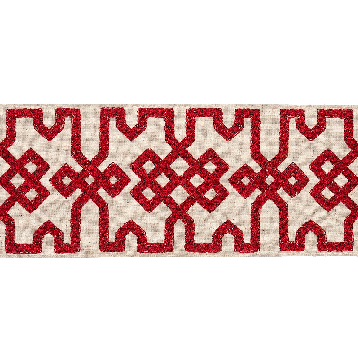 Knotted Trellis Tape CRIMSON ON UNBLEACHED