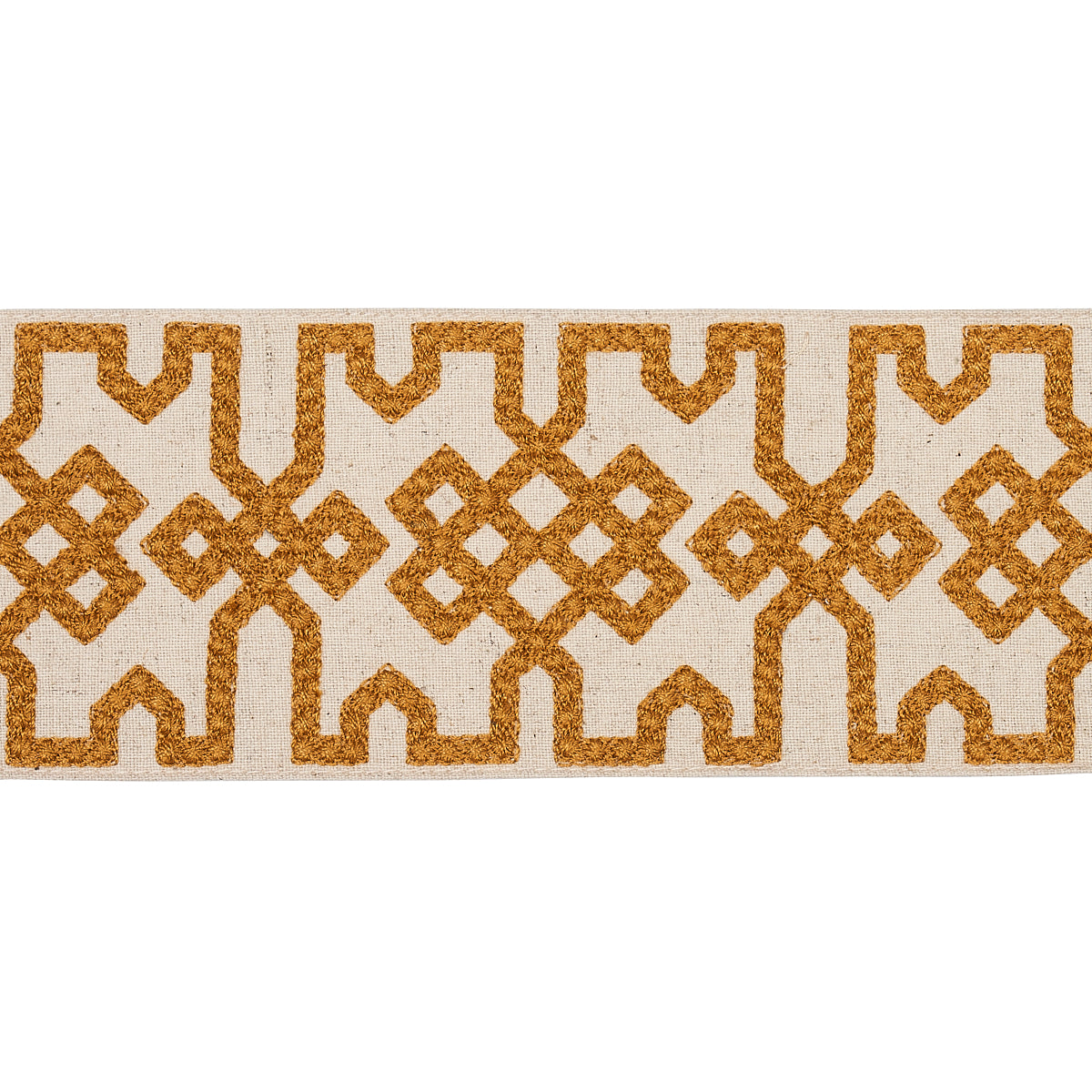 Knotted Trellis Tape OCHER ON UNBLEACHED