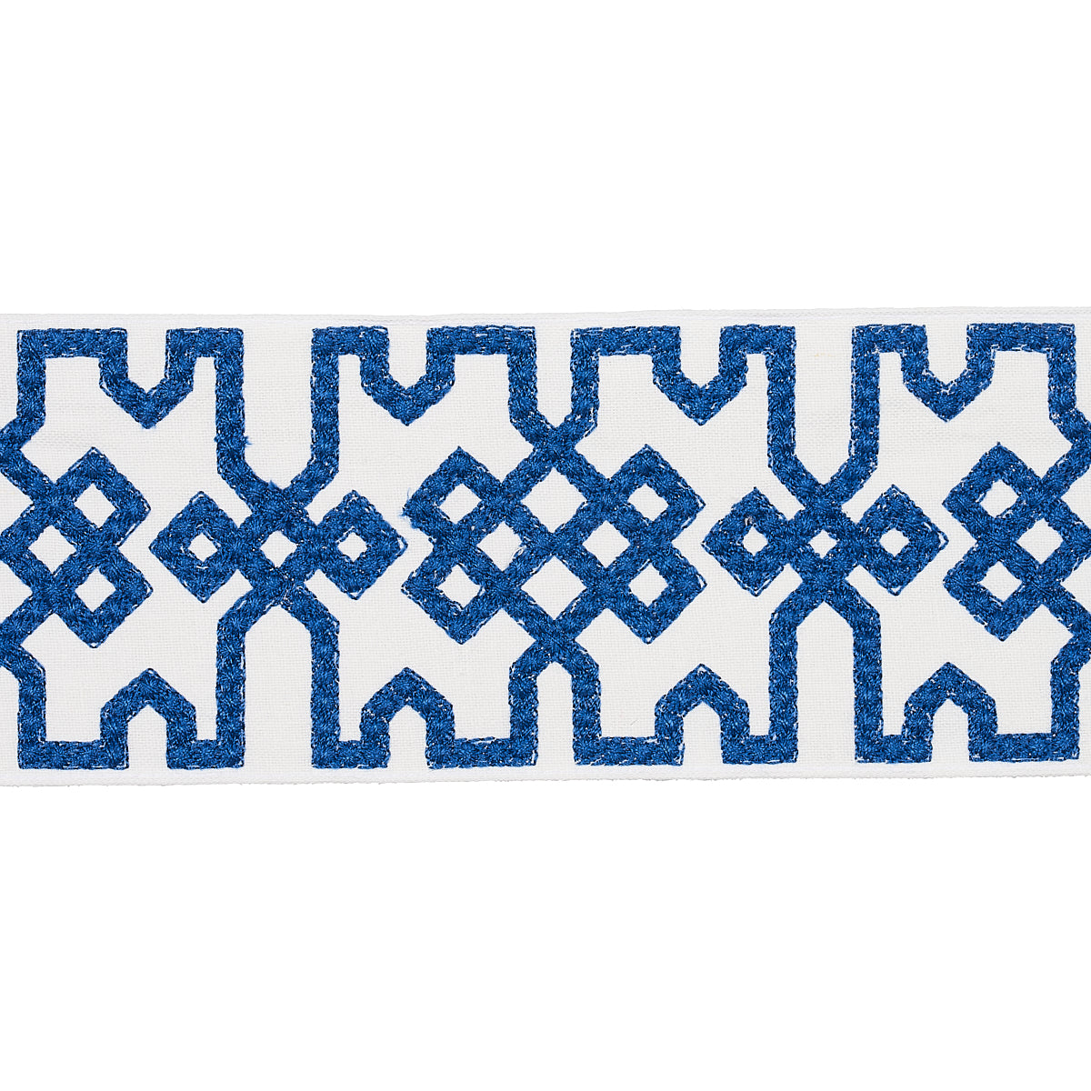 Knotted Trellis Tape BLUE ON WHITE