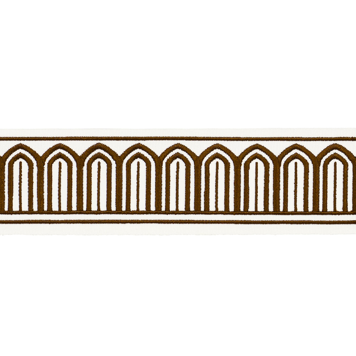 Schumacher ARCHES EMBROIDERED TAPE MEDIUM BROWN Trim | Atlanta Fabrics
