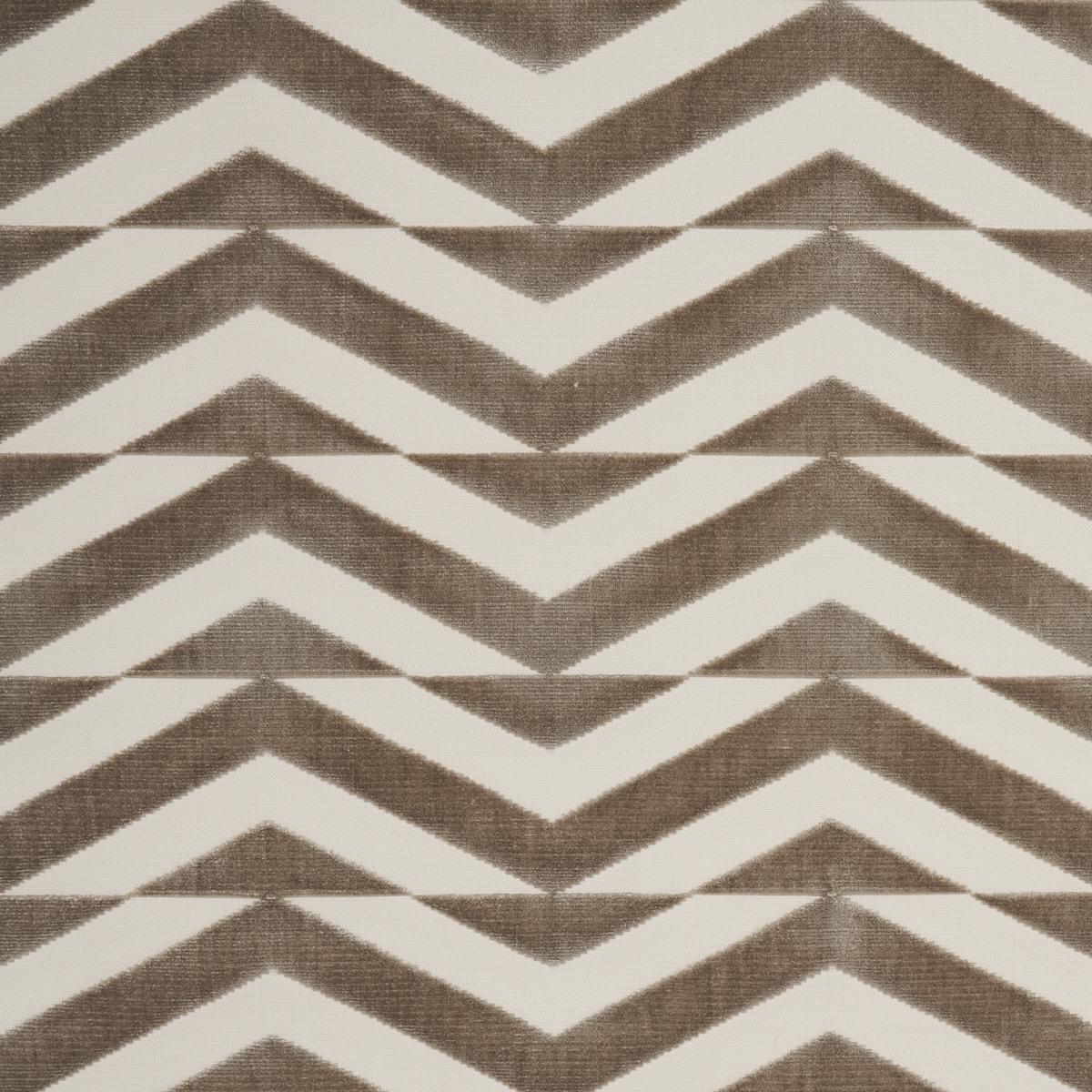 BROKEN CHEVRON CUT VELVET TAUPE ON IVORY
