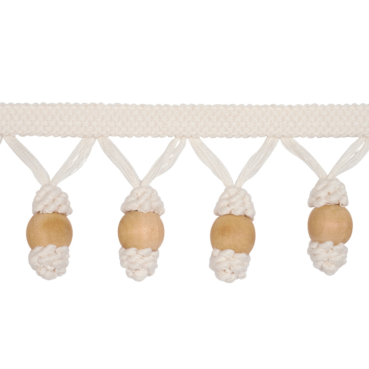 WOODEN BALL FRINGE IVORY