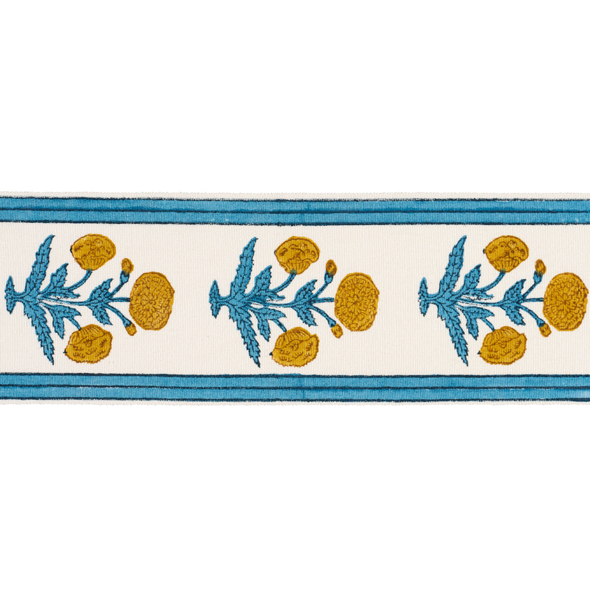 POPPY HAND BLOCK TRIM BLUE