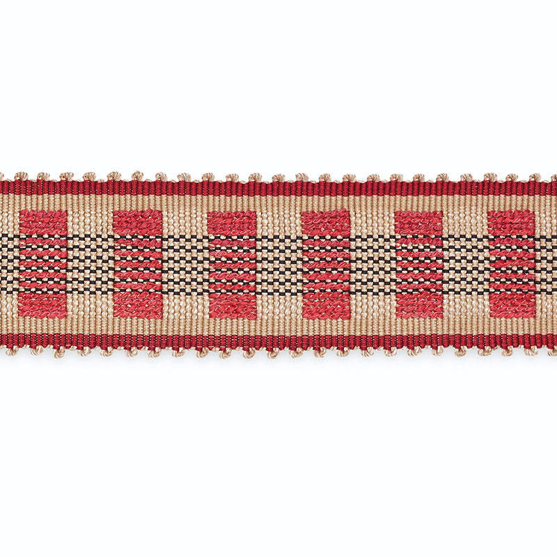 LUCINDA BRAID 7/8" KHAKI/CRANBERRY/BLACK