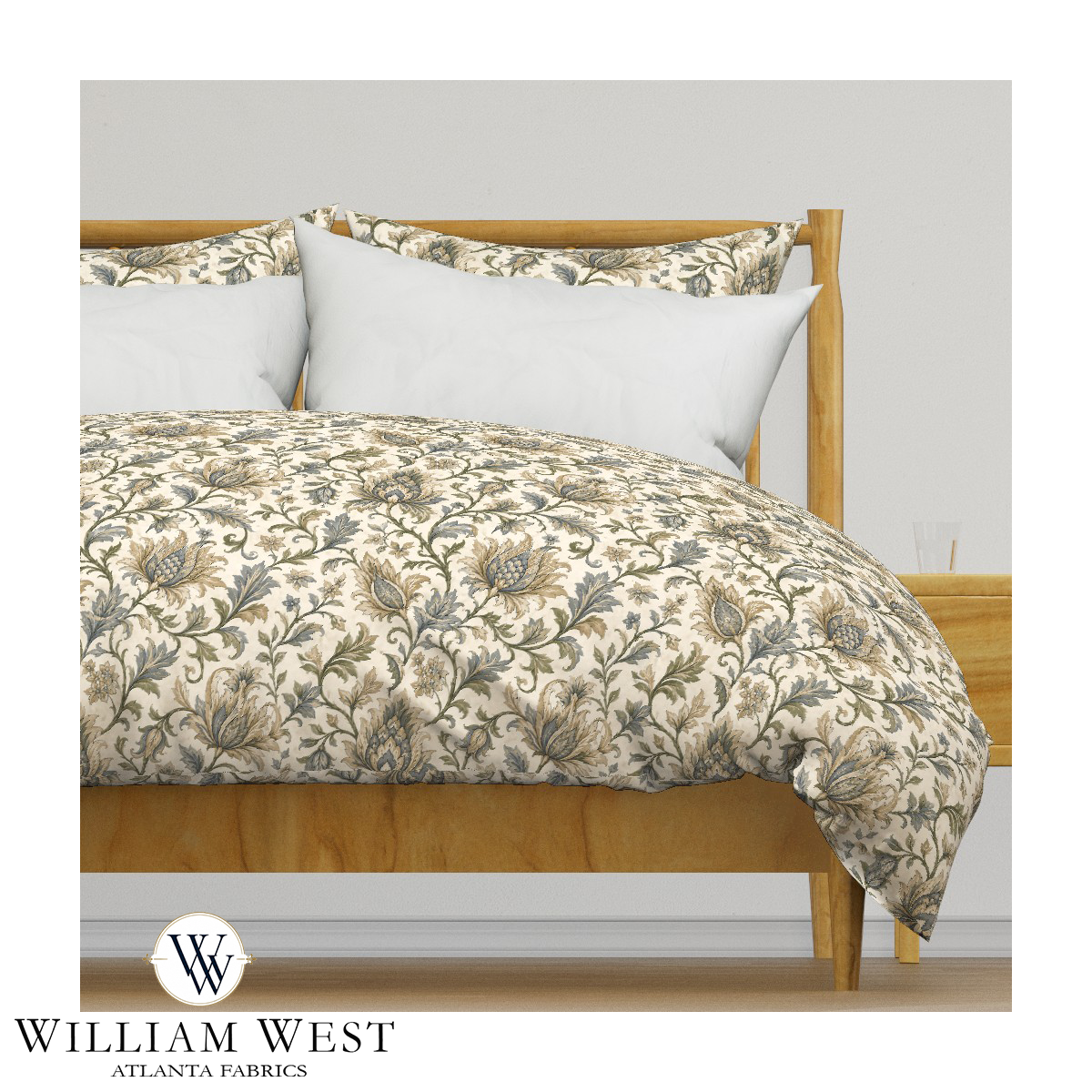 Atlanta Fabrics Botanical Scrollwork Tan Fabric | Atlanta Fabrics