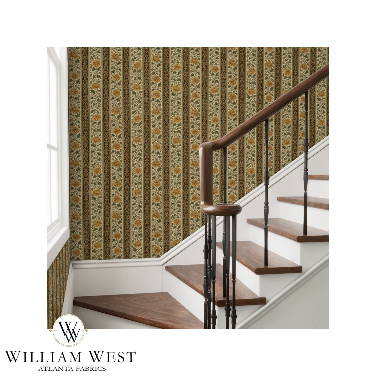 Atlanta Fabrics Briarwick Stripe Brass Wallpaper Wallpaper | Atlanta Fabrics