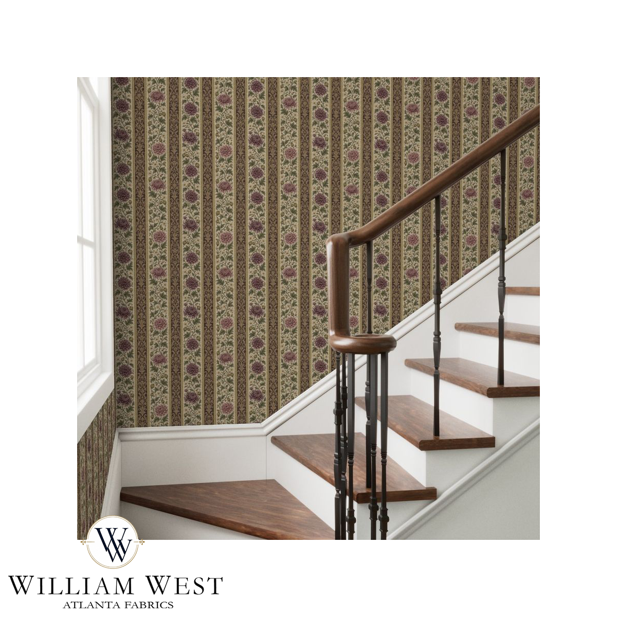 Atlanta Fabrics Briarwick Stripe Lavender Wallpaper | Atlanta Fabrics