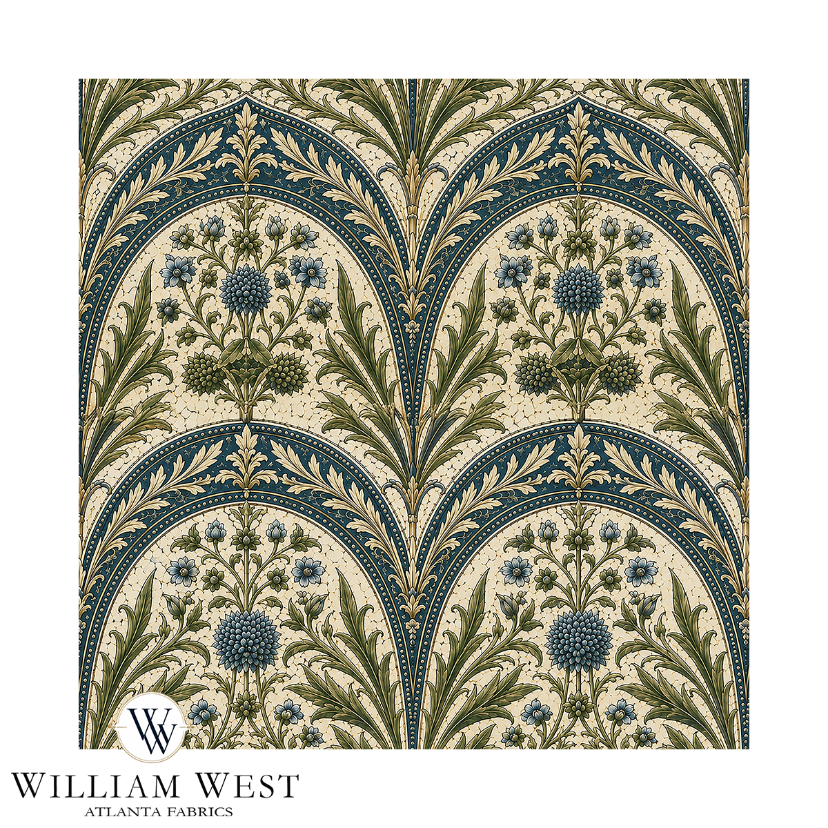 Atlanta Fabrics Briarwood Tapestry Indigo Fabric | Atlanta Fabrics