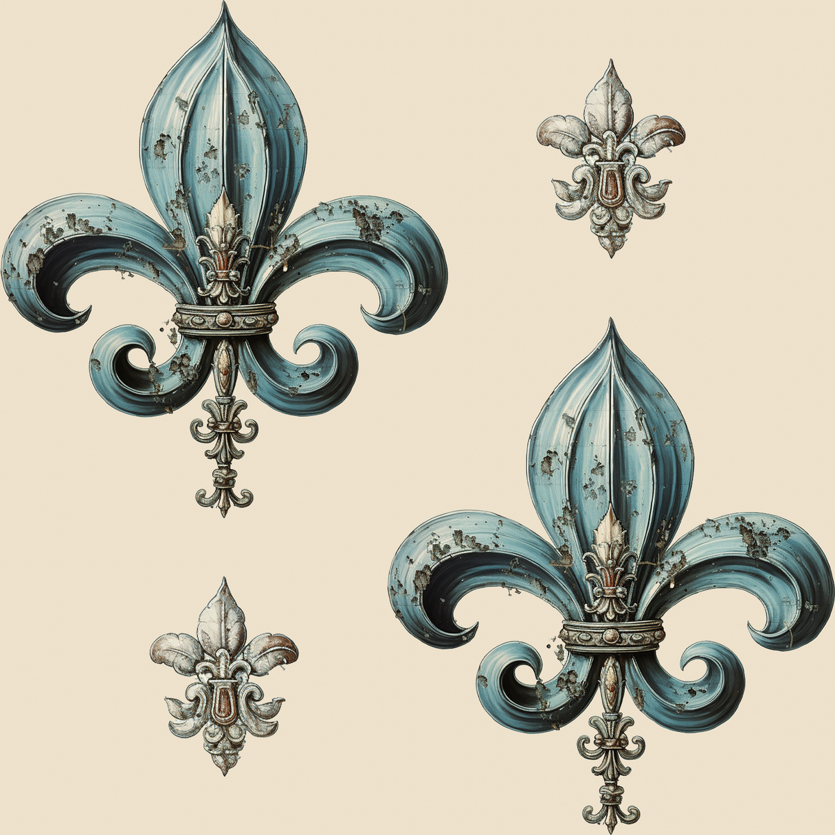 Fleur De Lis Cyan