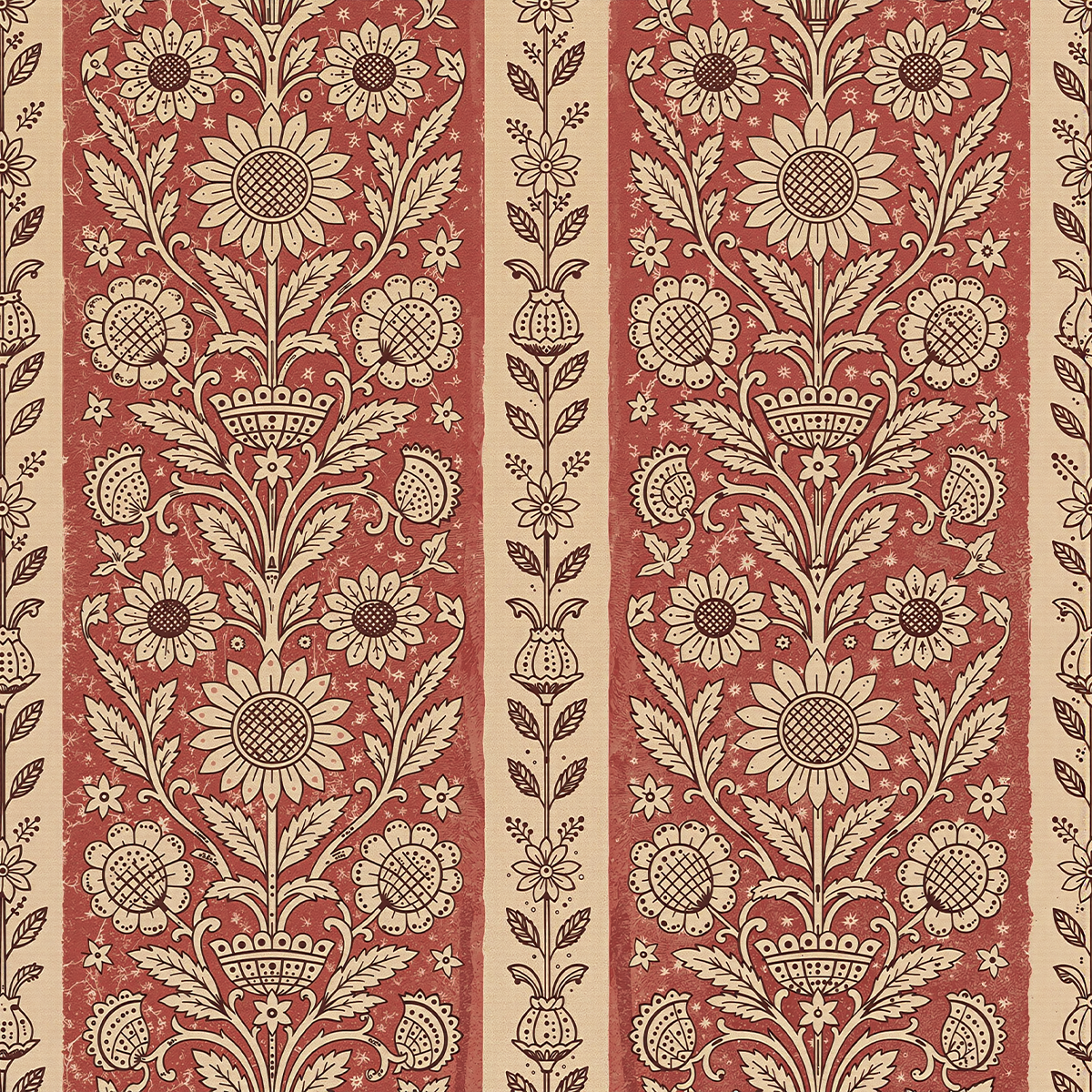 Atlanta Fabrics Garden Stripe Red Wallpaper | Atlanta Fabrics