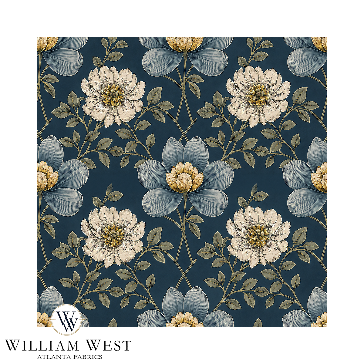 Atlanta Fabrics Larkspur Grove Navy Fabric | Atlanta Fabrics