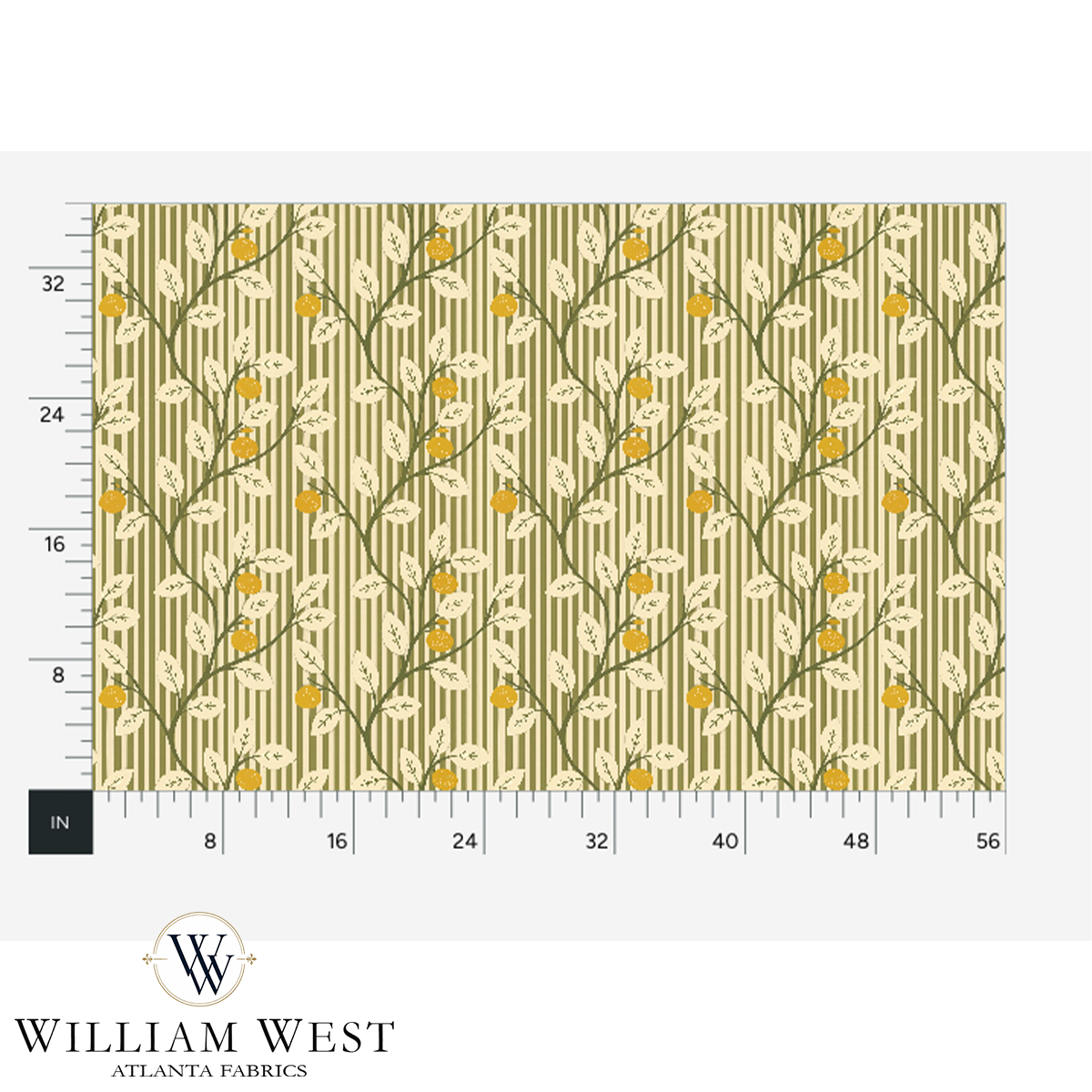 Lemon Tree Stripe Olive Wallpaper