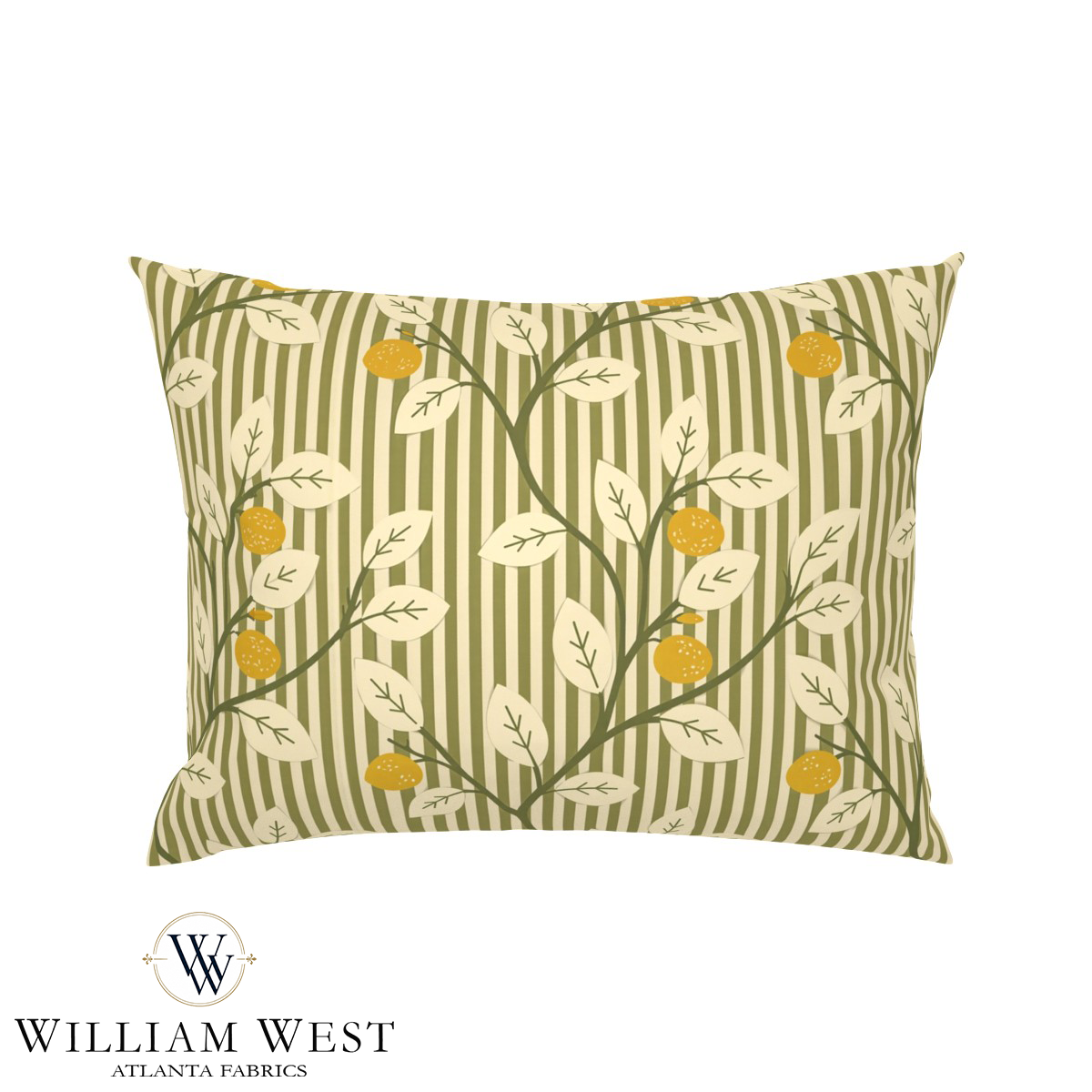 Lemon Tree Stripe Olive Wallpaper