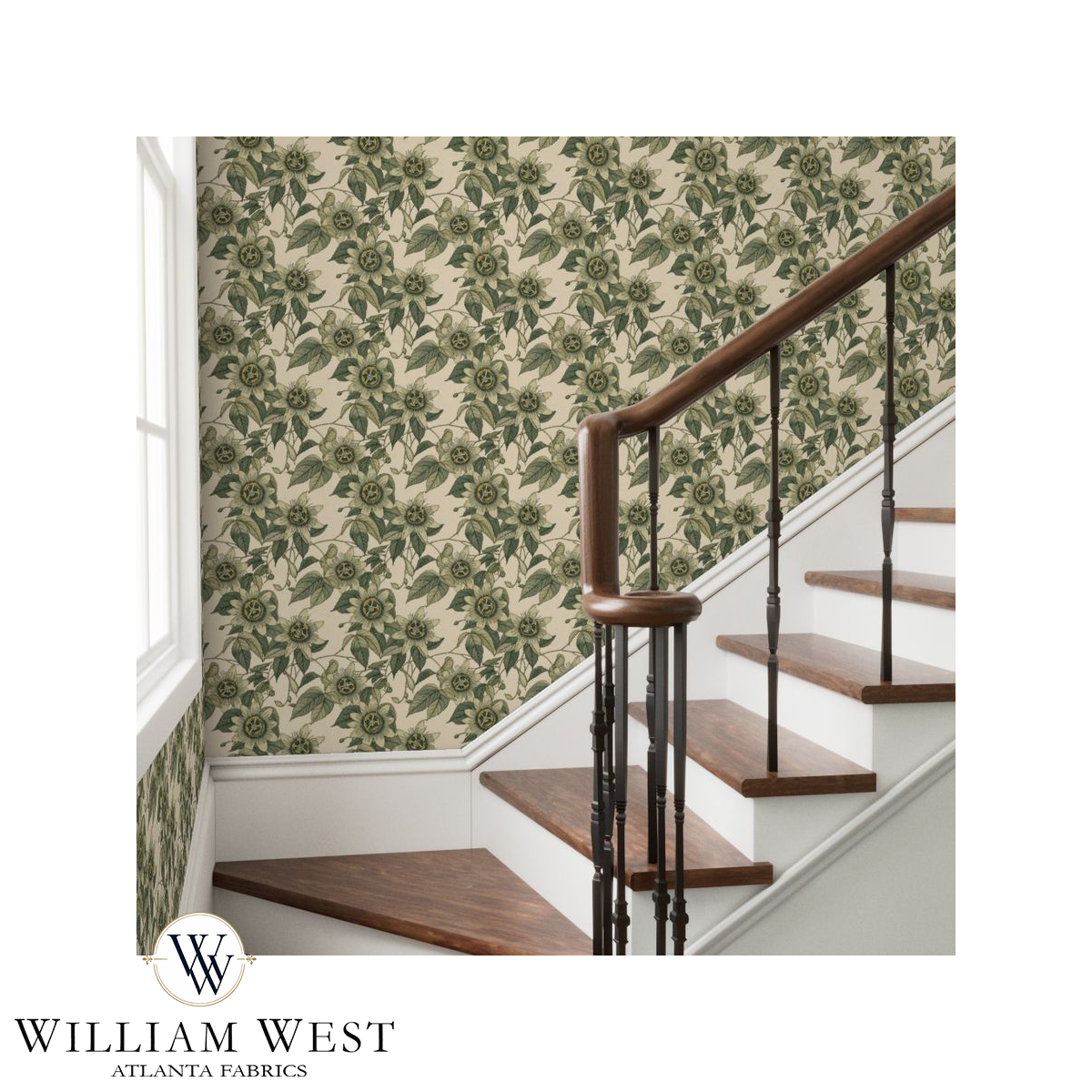 Atlanta Fabrics Meadow Arcade Moss Wallpaper Wallpaper | Atlanta Fabrics