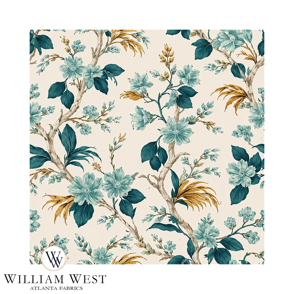Atlanta Fabrics Mezzanotte Palace Sea Glass Fabric | Atlanta Fabrics