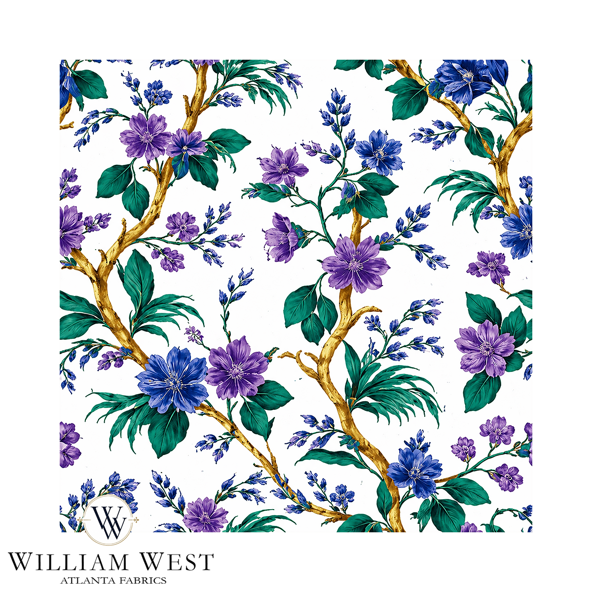 Atlanta Fabrics Mezzanotte Palace Violet Fabric | Atlanta Fabrics