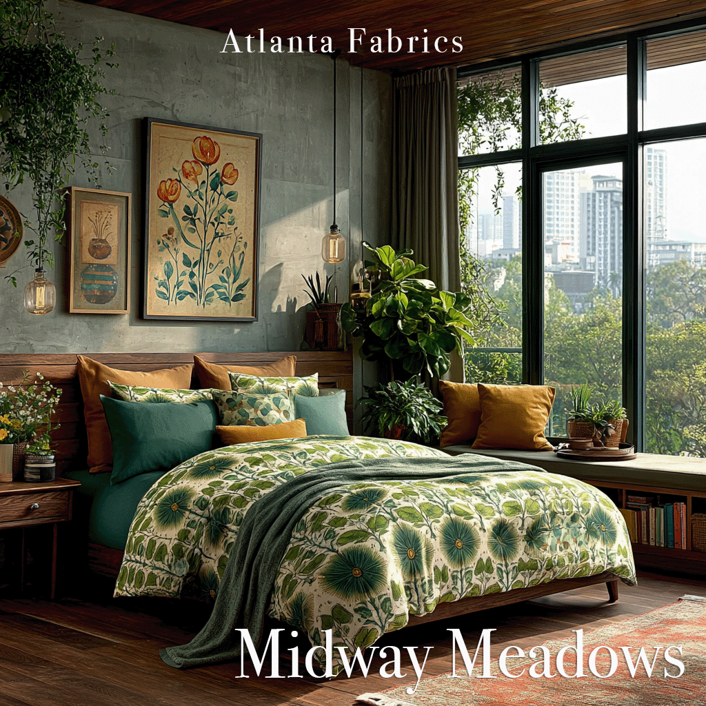 Atlanta Fabrics Midway Meadows Thyme Fabric | Atlanta Fabrics