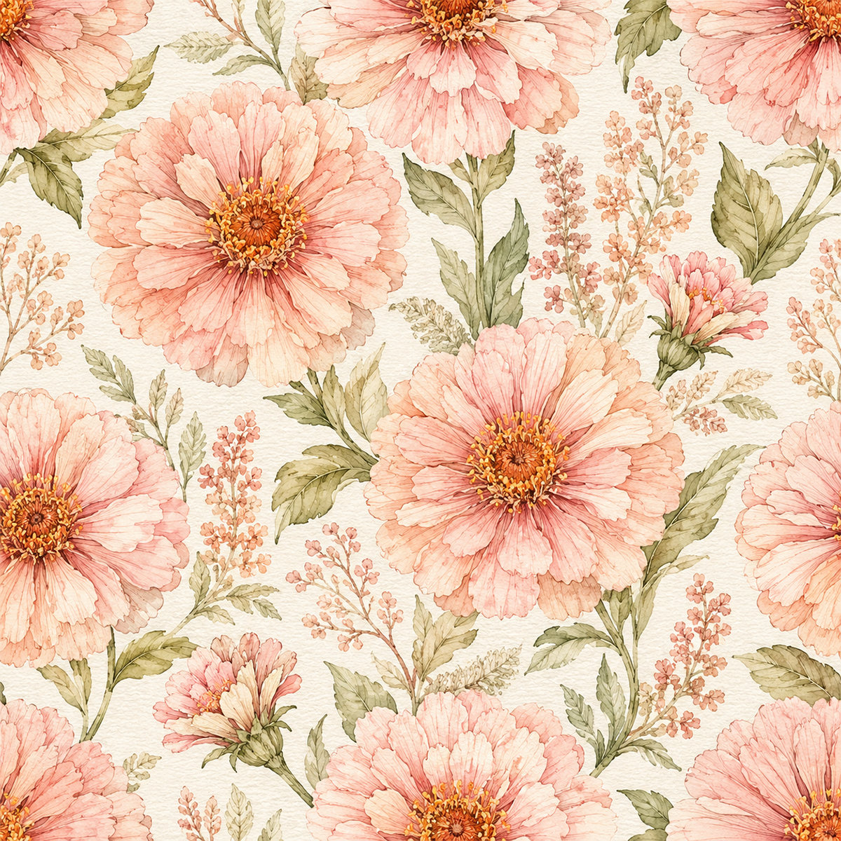 Painted Zennia Pink Wallpaper