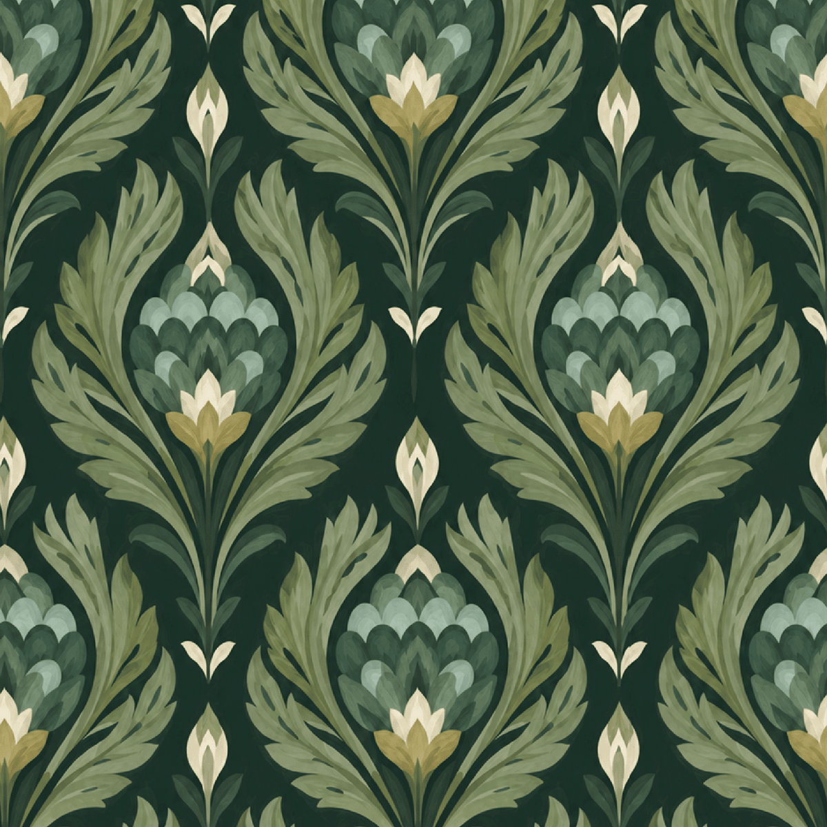 Atlanta Fabrics Palmette Evergreen Wallpaper Wallpaper | Atlanta Fabrics