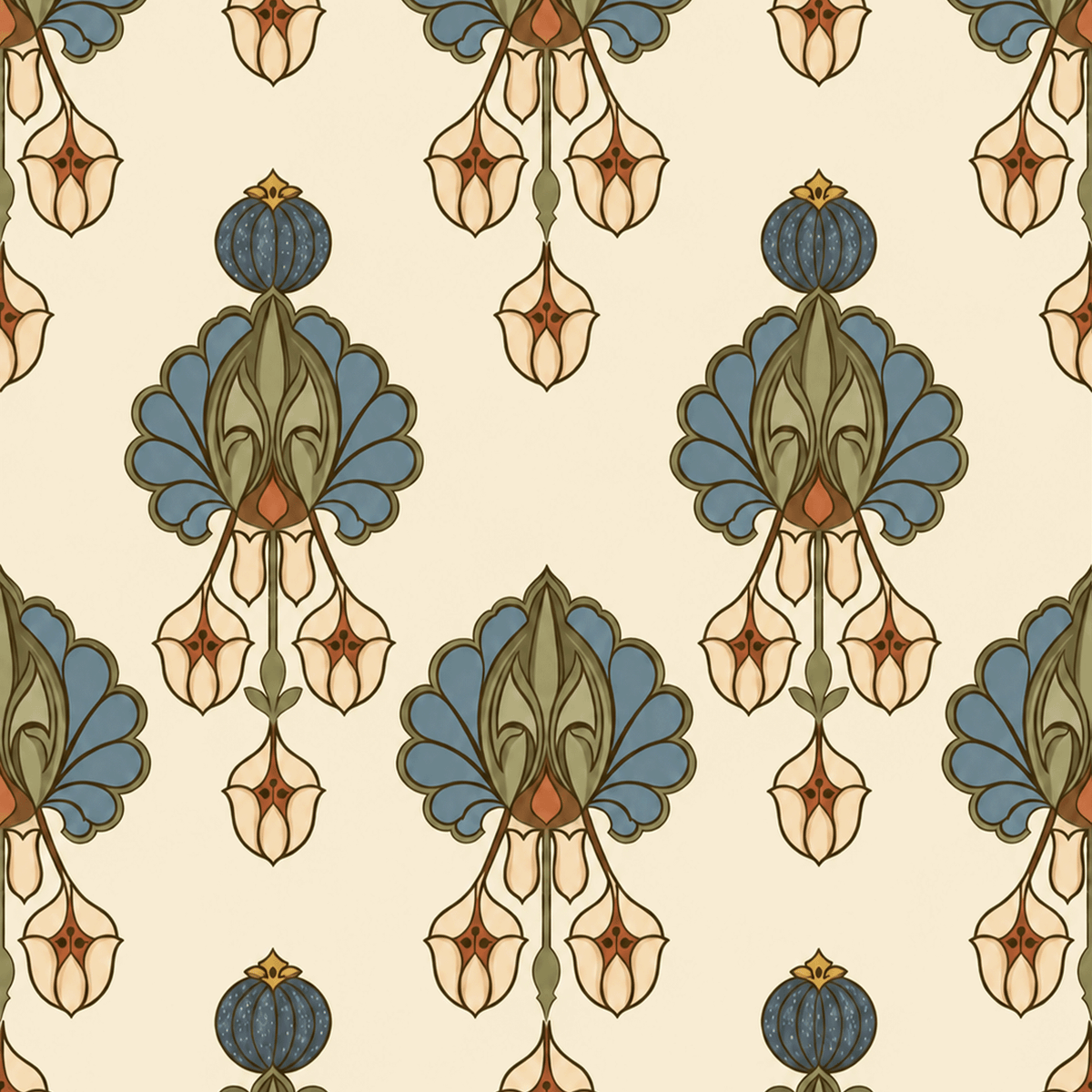 Atlanta Fabrics Pendant Blossom Wedgewood Fabric | Atlanta Fabrics