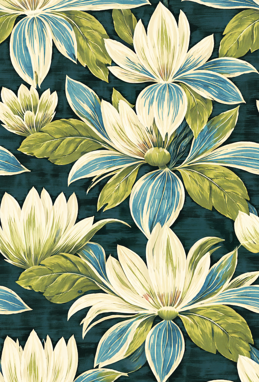 Atlanta Fabrics Swamp Magnolia Peacock Fabric | Atlanta Fabrics