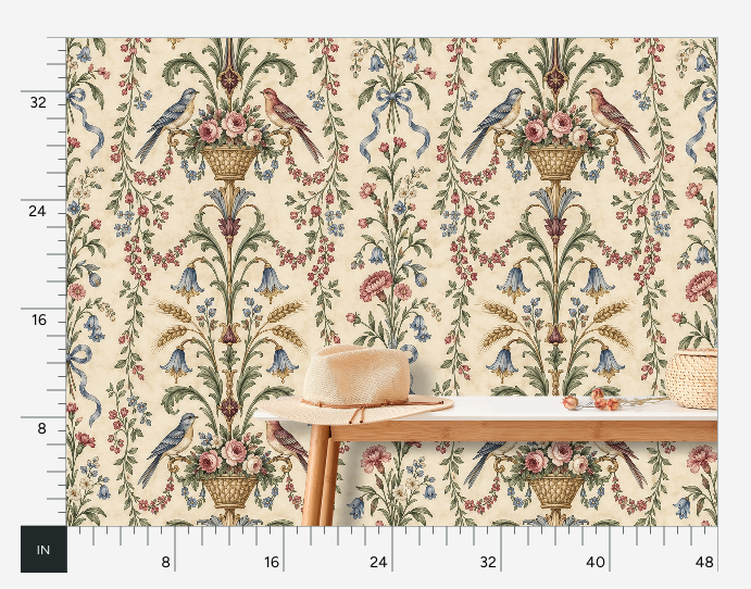 Atlanta Fabrics Aviary Arabesque Parchment Wallpaper Wallpaper | Atlanta Fabrics