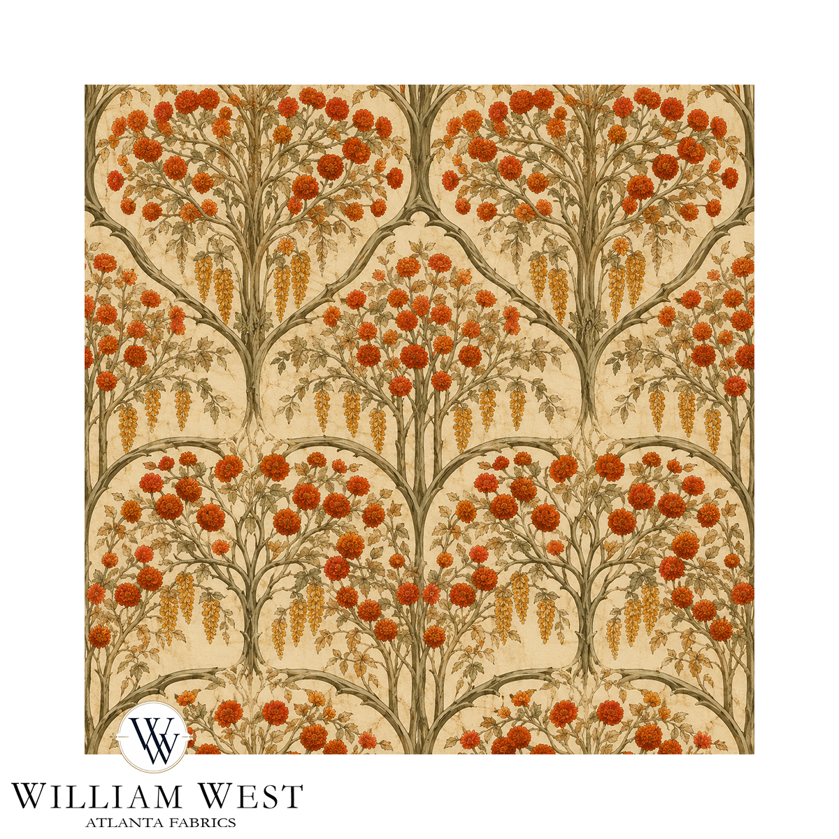 Atlanta Fabrics The Hidden Arbor Persimmon Fabric | Atlanta Fabrics
