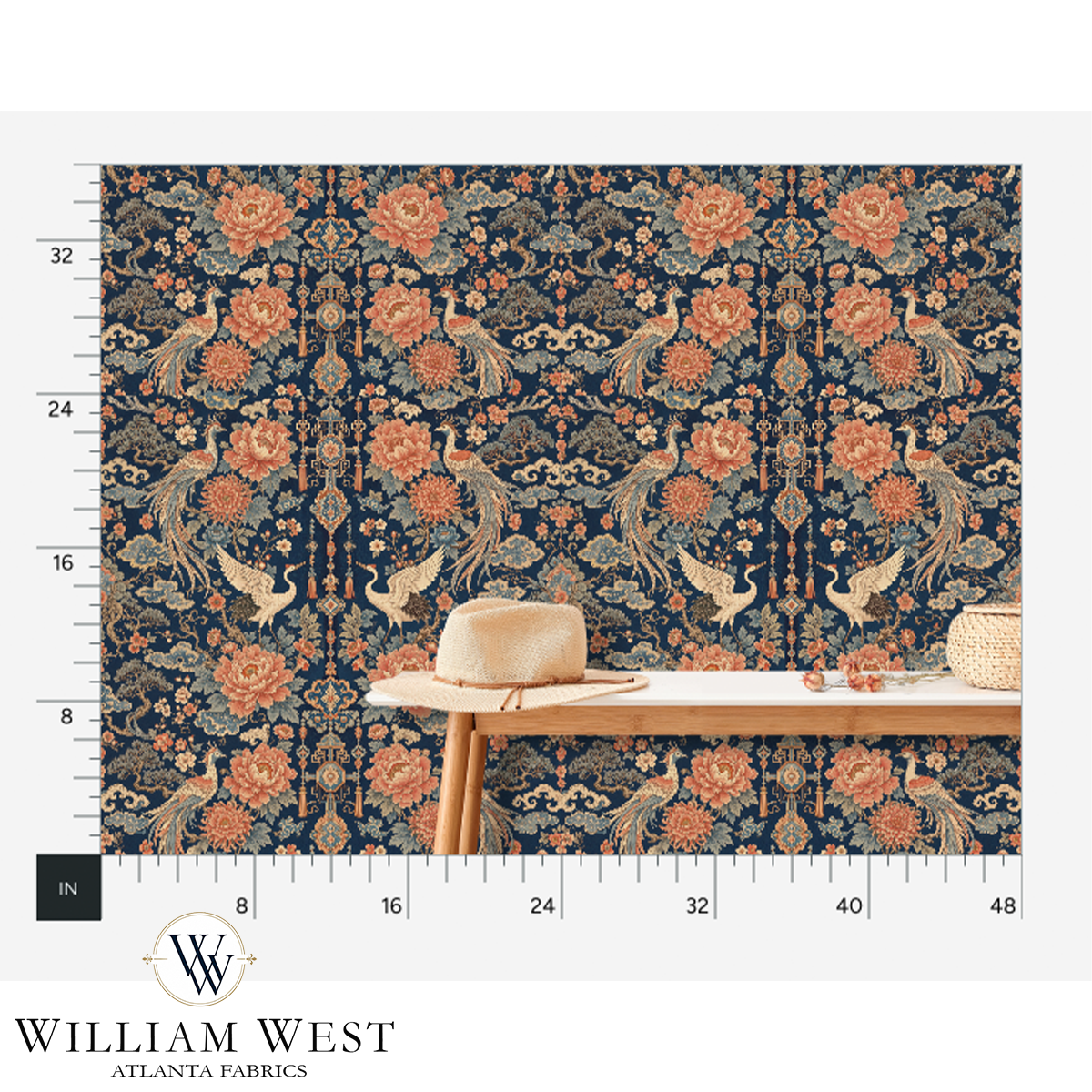 Atlanta Fabrics The Mandarin Garden Apricot Wallpaper Wallpaper | Atlanta Fabrics