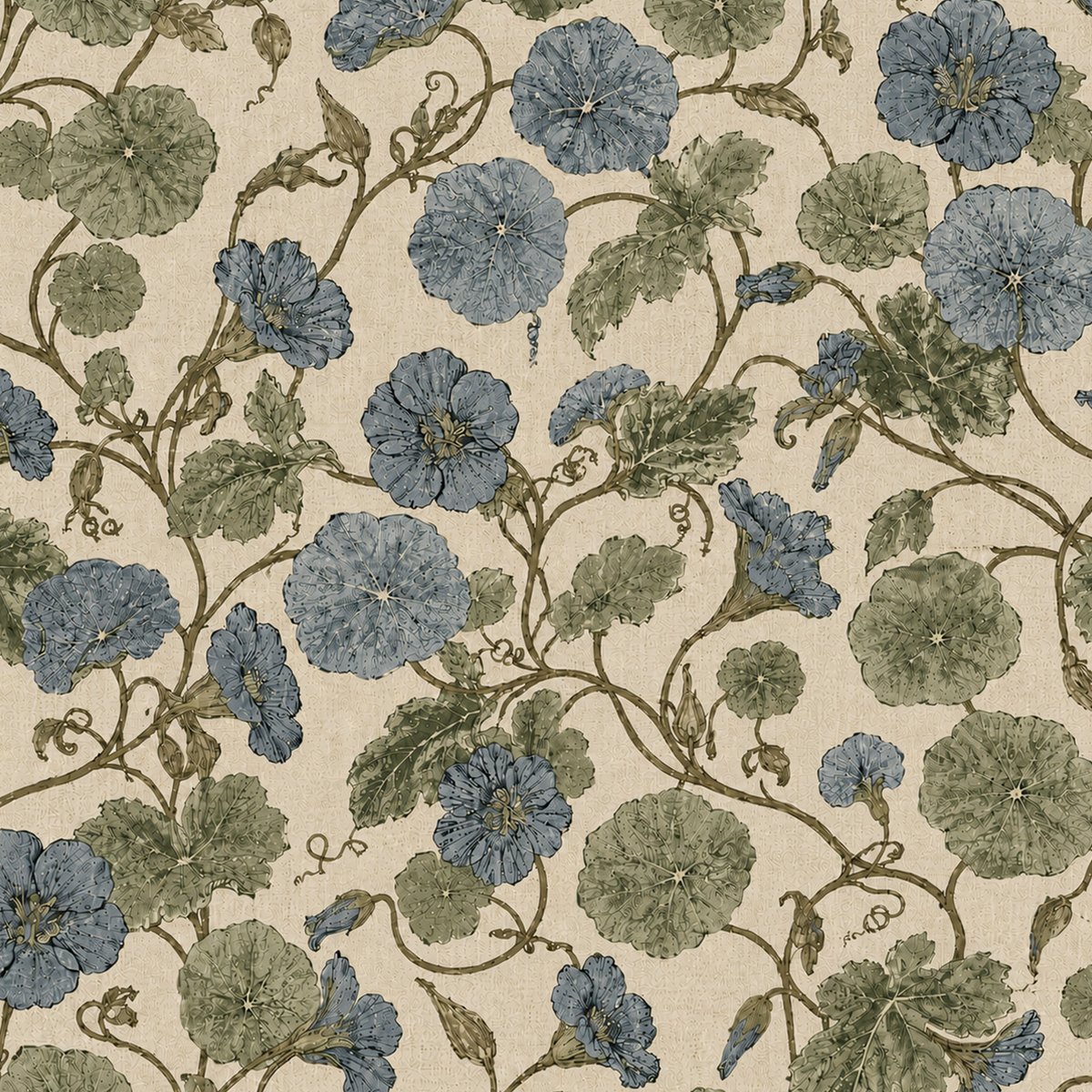 Vineyard Mallow Chambray Wallpaper