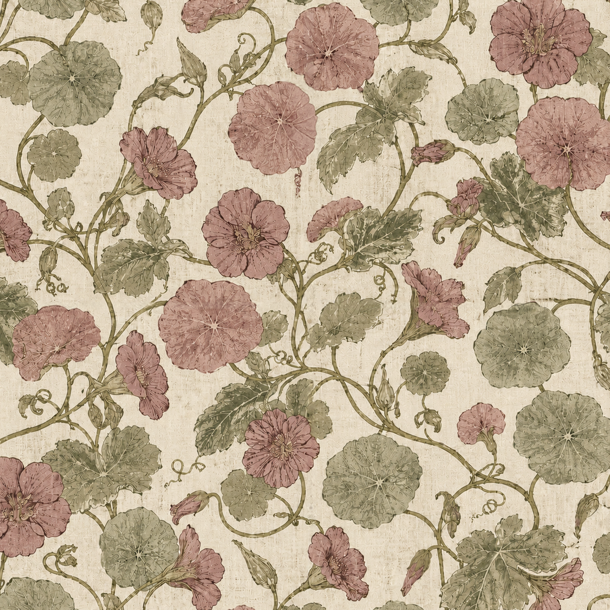 Vineyard Mallow Dusty Pink Wallpaper