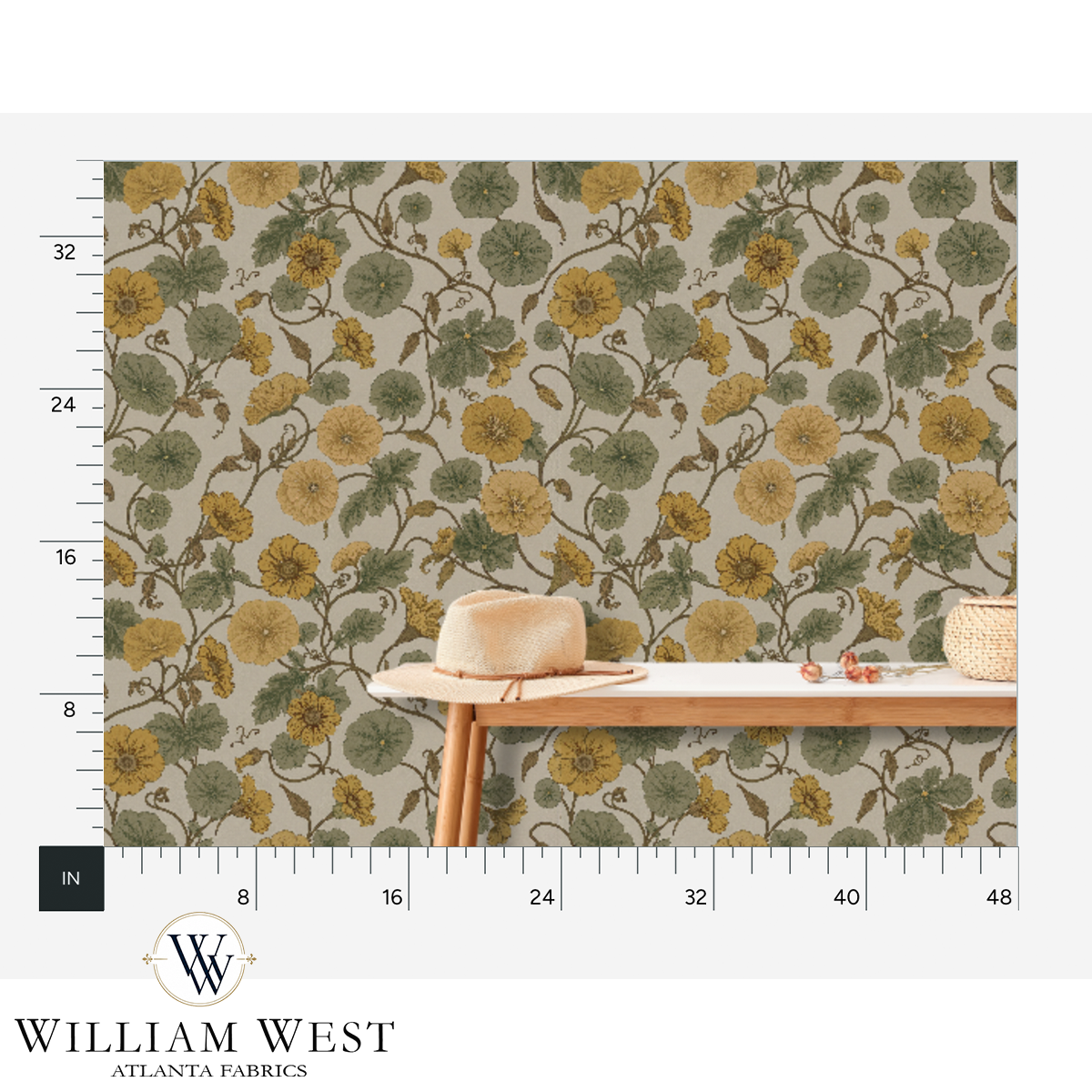 Atlanta Fabrics Vineyard Mallow Yellow Wallpaper | Atlanta Fabrics