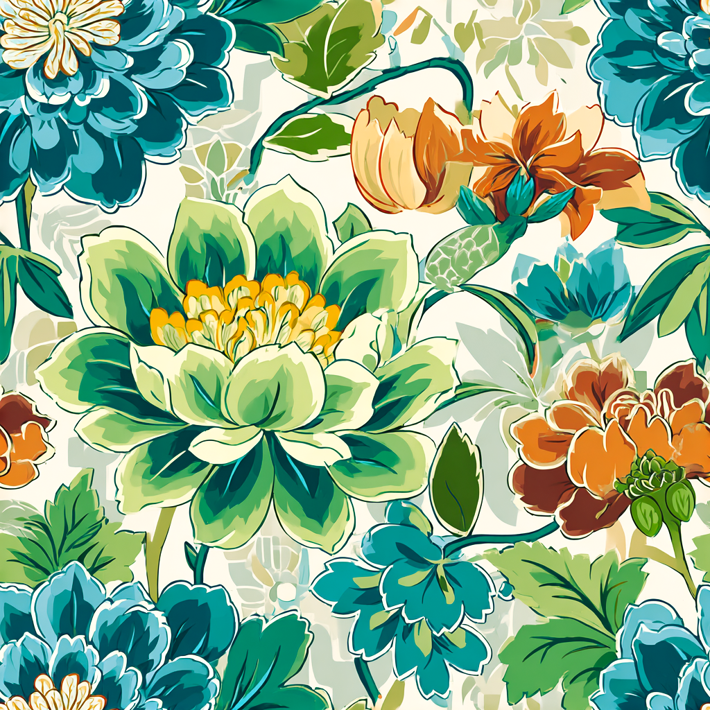 Atlanta Fabrics Wanderers Garden Aqua Fabric | Atlanta Fabrics