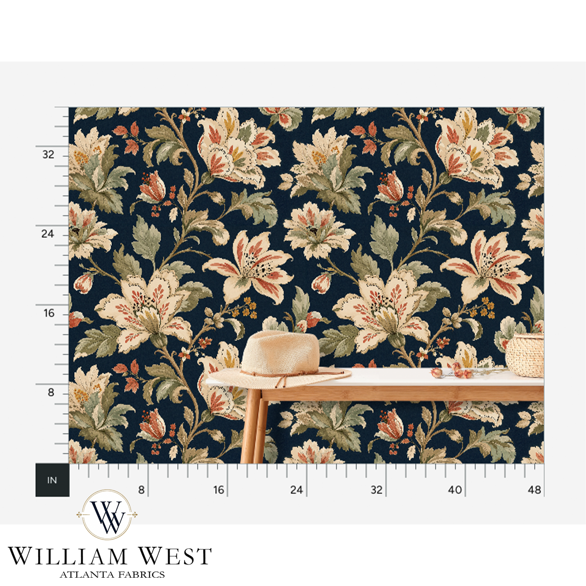 Atlanta Fabrics Whitcombe Garden Apricot Wallpaper Wallpaper | Atlanta Fabrics