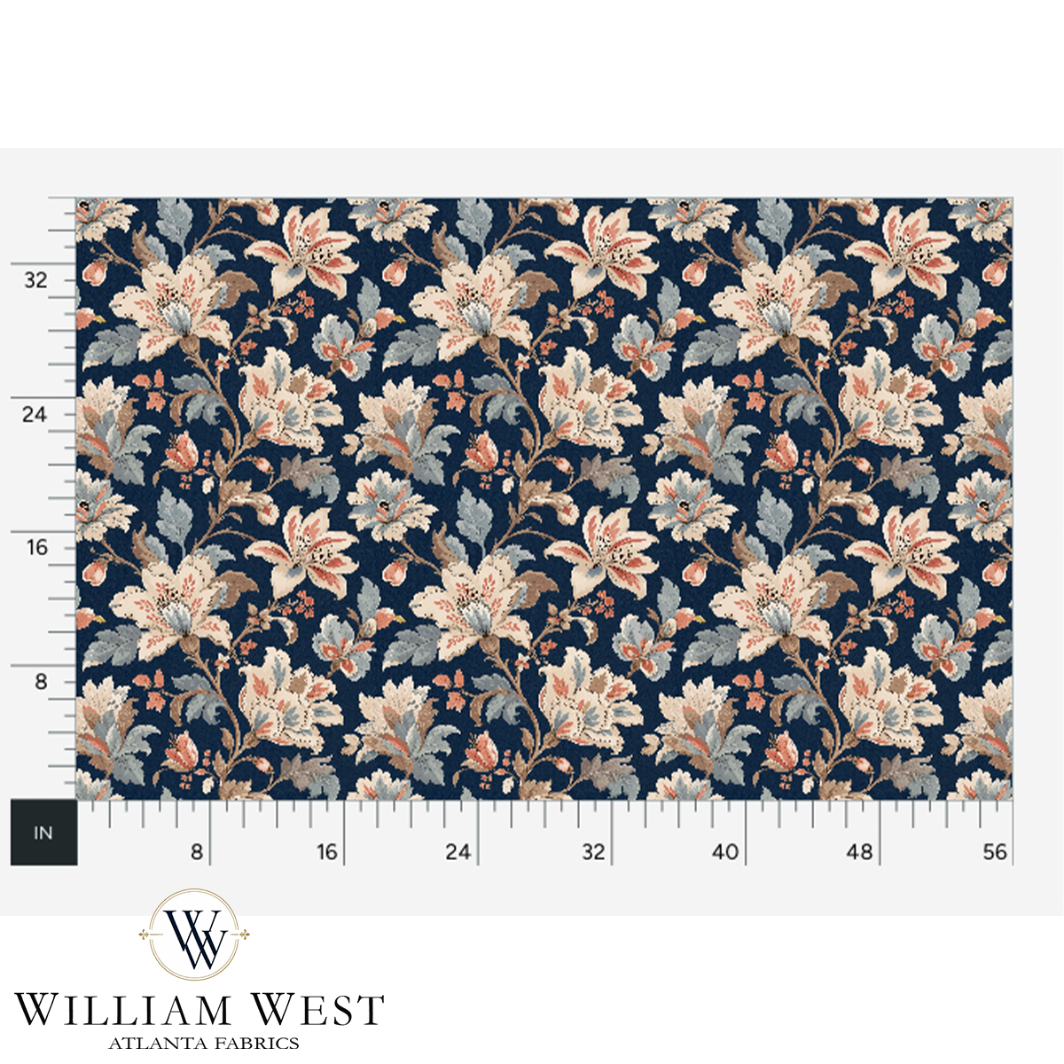 Atlanta Fabrics Whitcombe Garden French Blue Fabric | Atlanta Fabrics