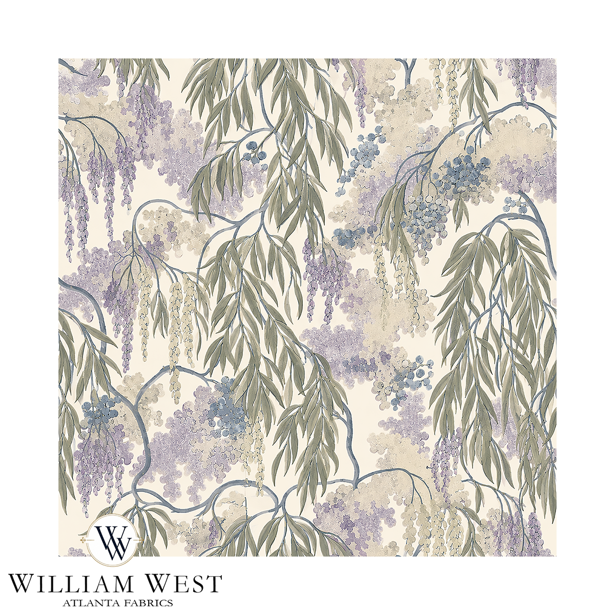 Atlanta Fabrics Wisteria & Willow Aubergine Fabric | Atlanta Fabrics