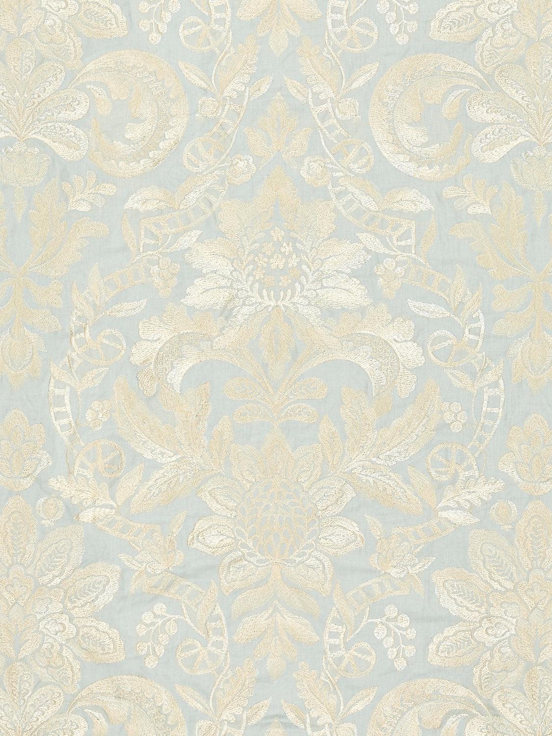 ELIZABETH DAMASK EMBROIDERY AQUAMARINE - Atlanta Fabrics