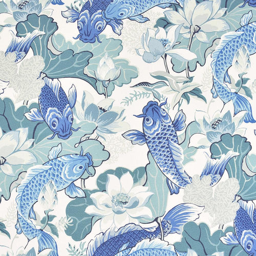 Playing Koi Nile Blue - Atlanta Fabrics